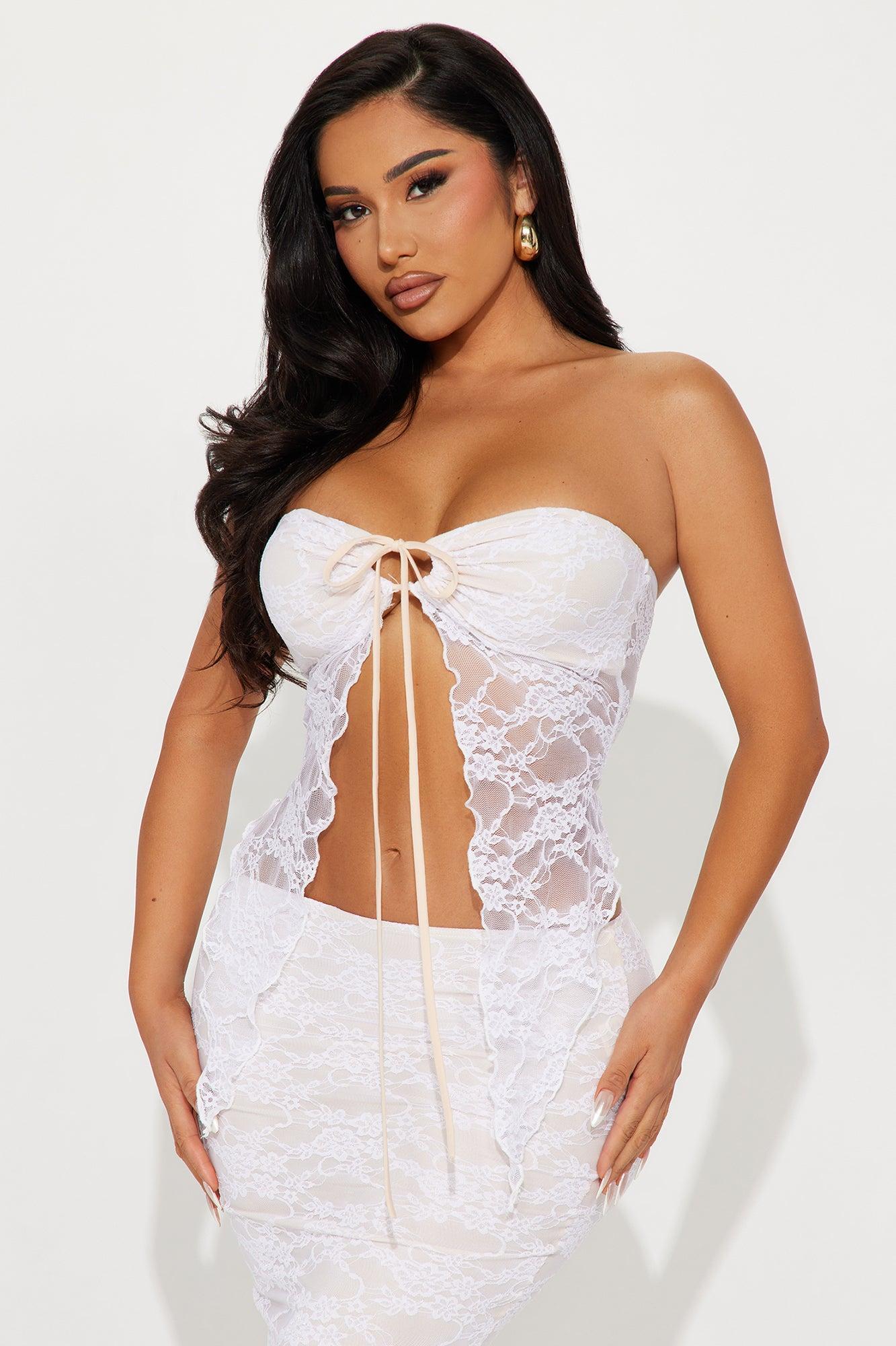 What Attitude Lace Skirt Set - Ivory Product Image