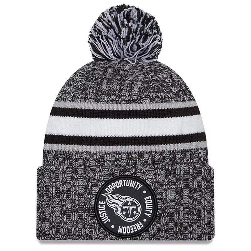 Mens New Era Heather Black Tennessee Titans 2023 Inspire Change Cuffed Knit Hat With Pom, Grey Product Image