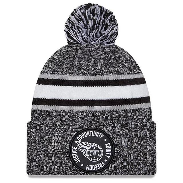 Mens New Era Heather Black Tennessee Titans 2023 Inspire Change Cuffed Knit Hat With Pom, Grey Product Image