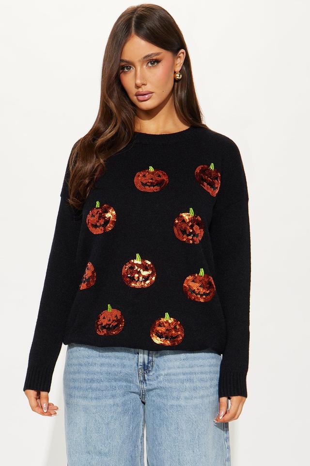 Pumpkin Queen Sequin Sweater - Black/combo Product Image