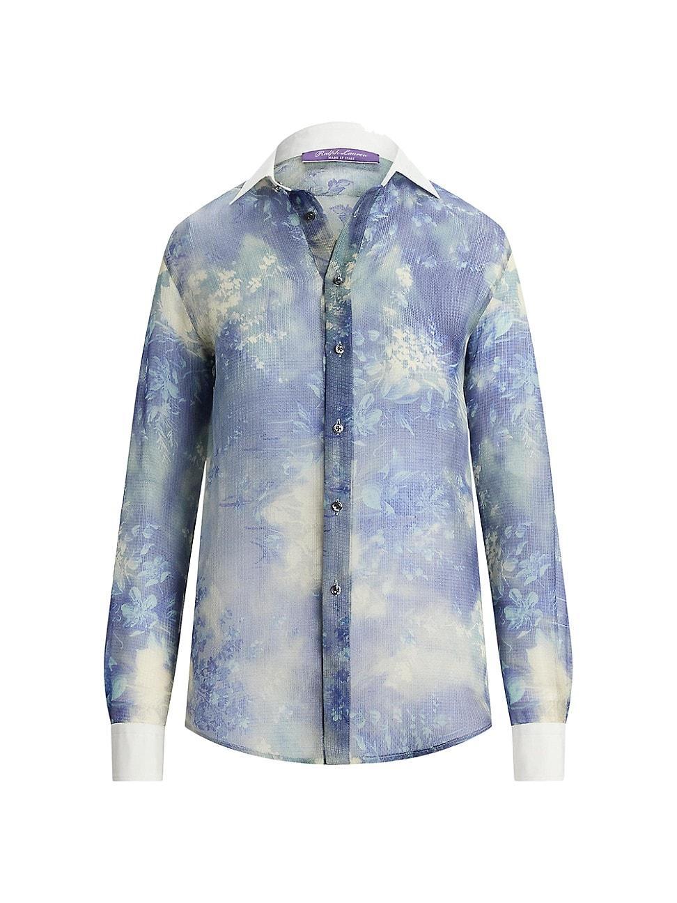 Womens Nancie Sheer Floral Silk Shirt Product Image