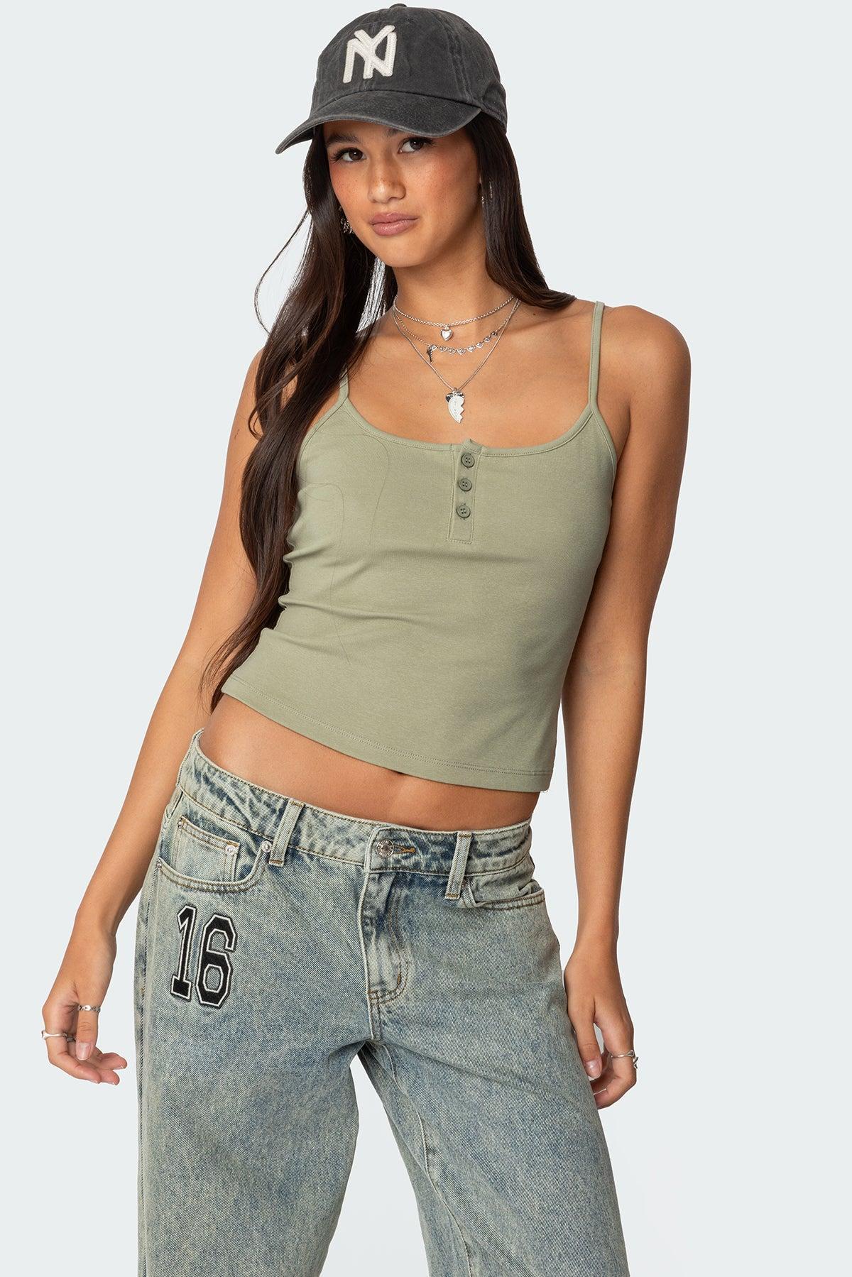 Ribbed Henley Tank Top product image