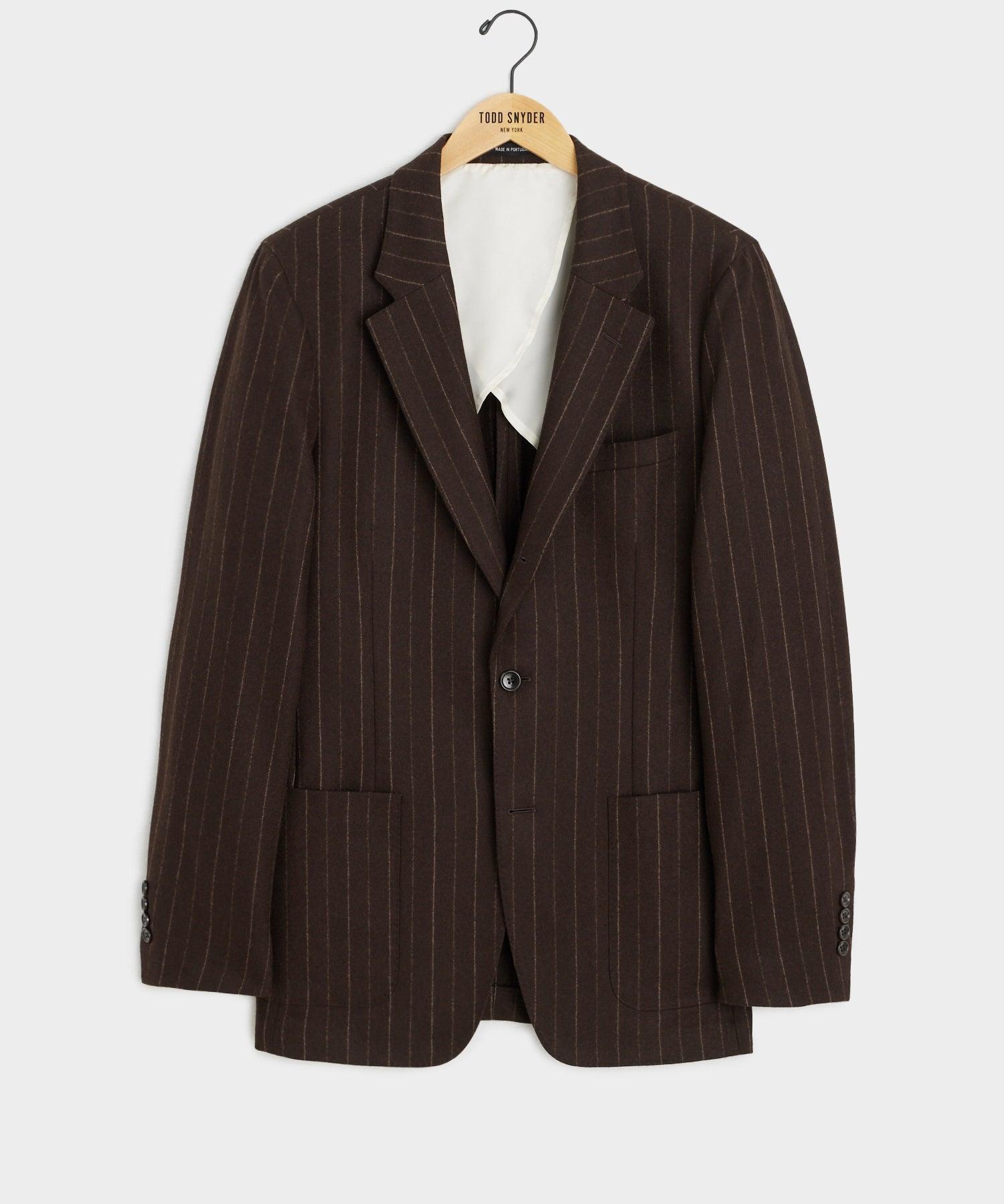 Italian Flannel Madison Jacket in Brown Pinstripe Product Image