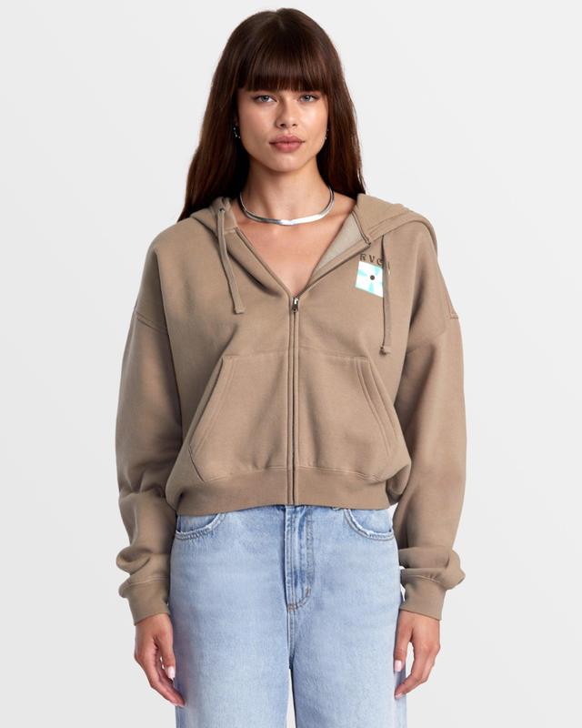 Court Zip-Up Hoodie - Dark Khaki Product Image