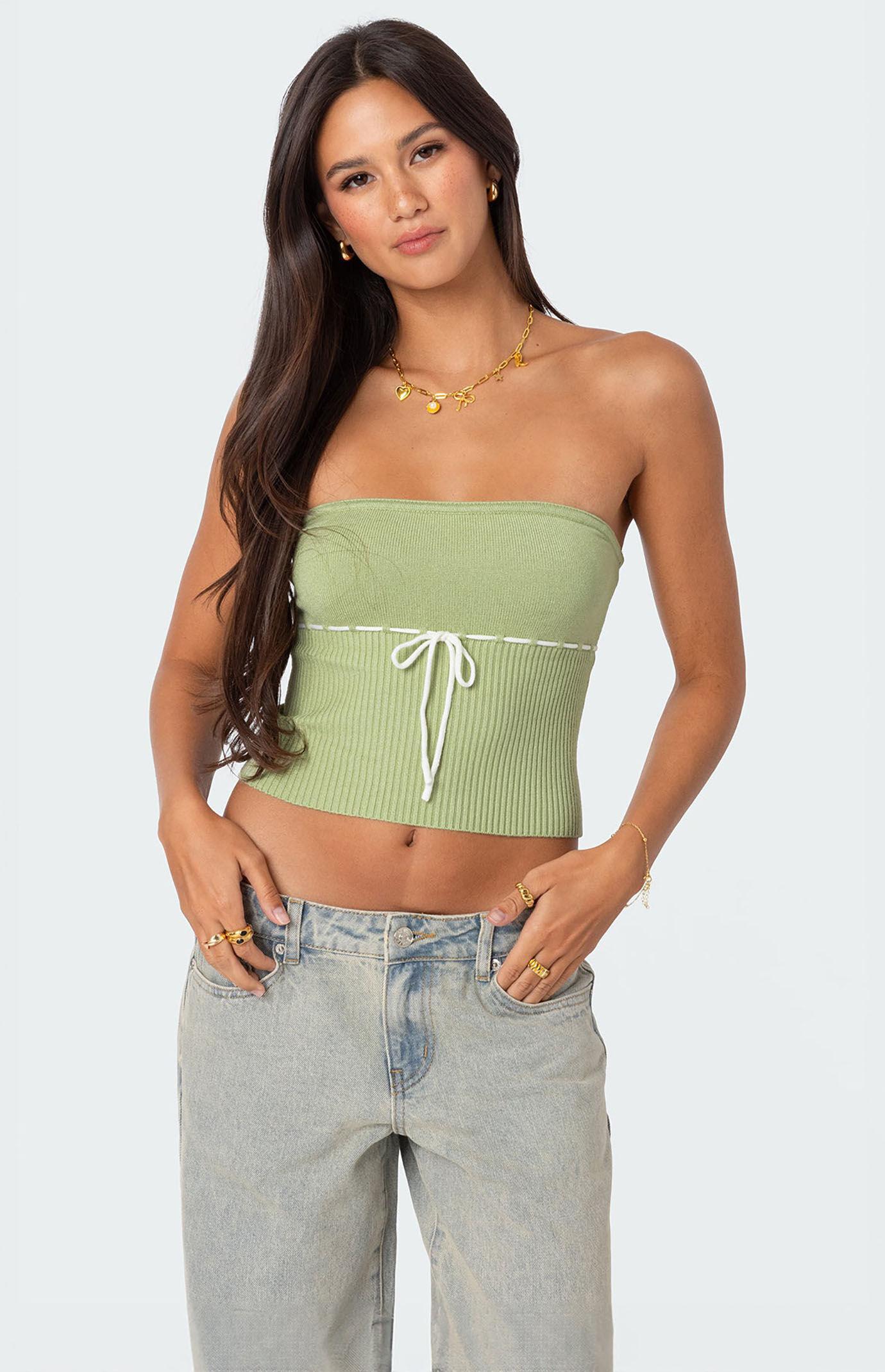 Edikted Women's Elsie Knitted Tie Tube Top Product Image