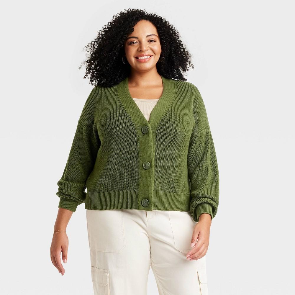 Womens Button-Up Cardigan - Universal Thread Olive XXL Product Image