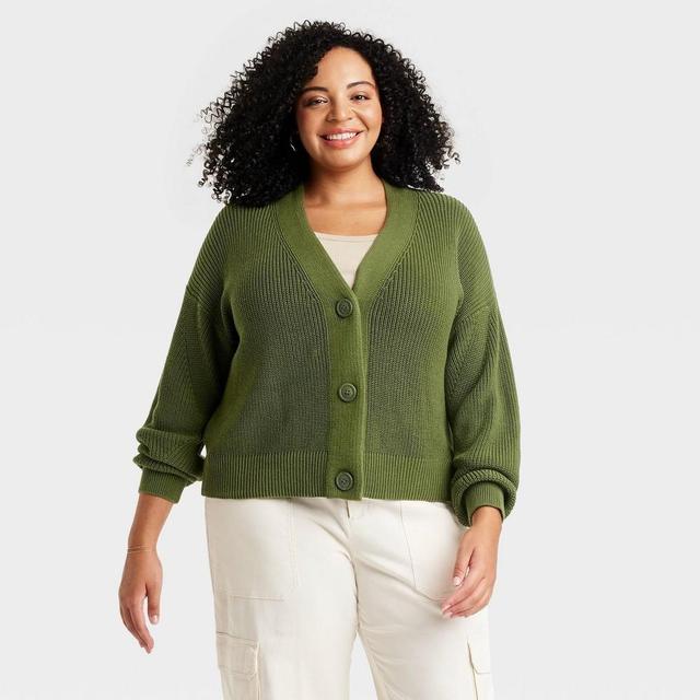 Womens Button-Up Cardigan - Universal Thread Olive 3X Product Image