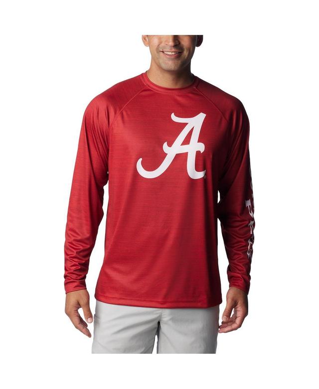 Mens Columbia Crimson Alabama Crimson Tide Big and Tall Terminal Tackle Raglan Omni-Shade Long Sleeve T-shirt Product Image