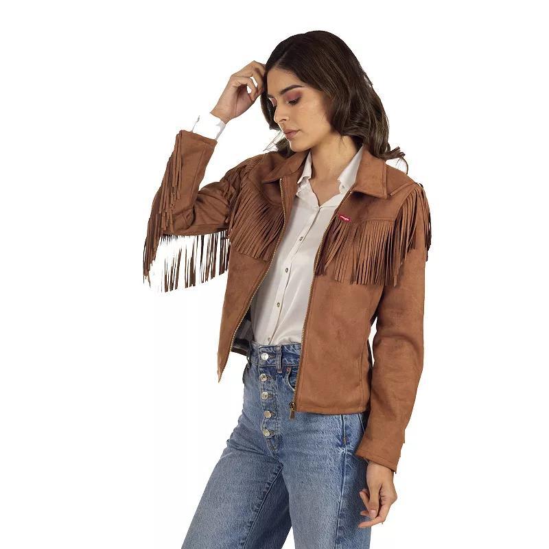 Womens Wrangler Fringe Faux-Suede Jacket Product Image