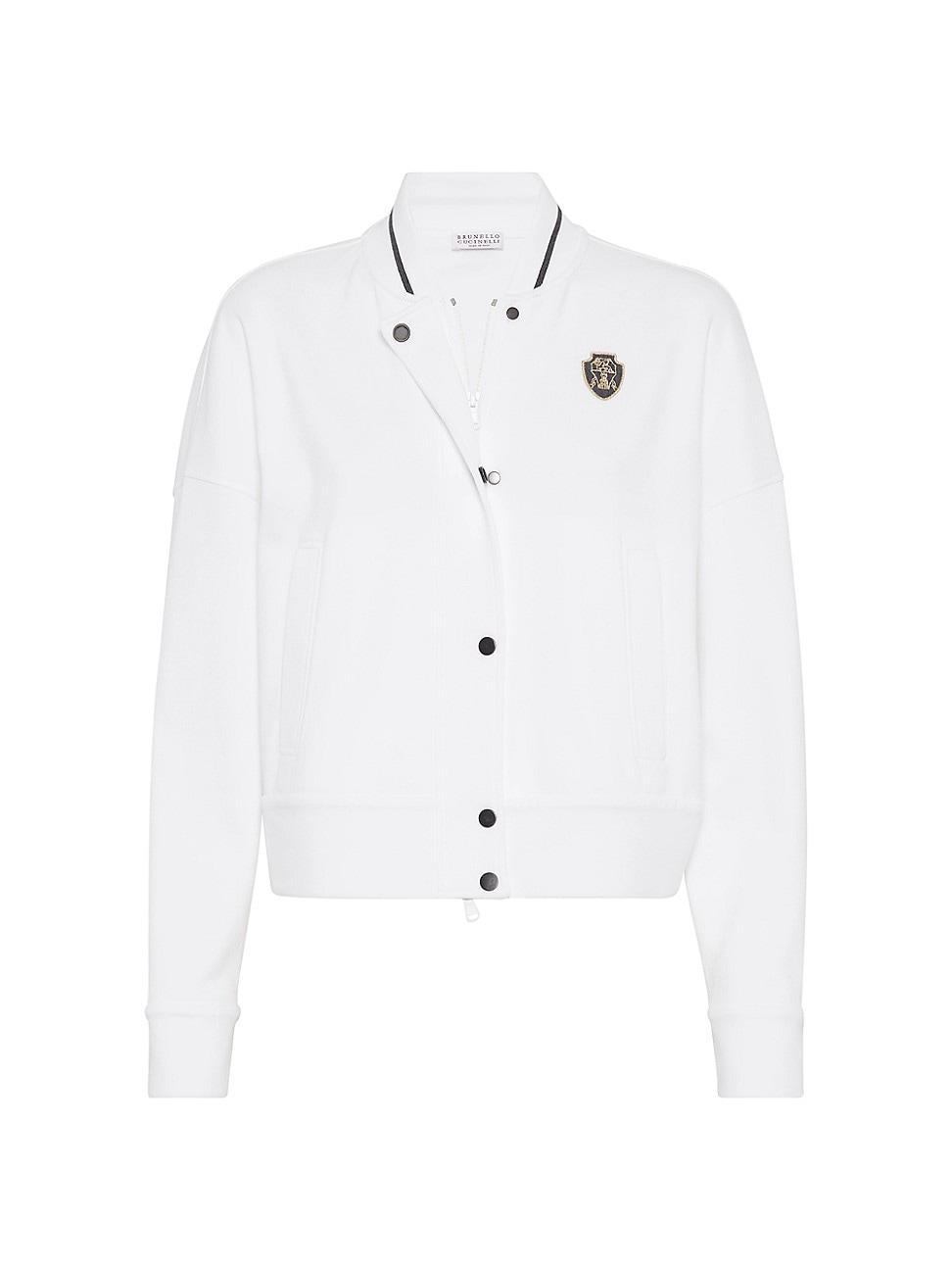 Womens Techno Cotton Piqu Bomber Jacket Product Image