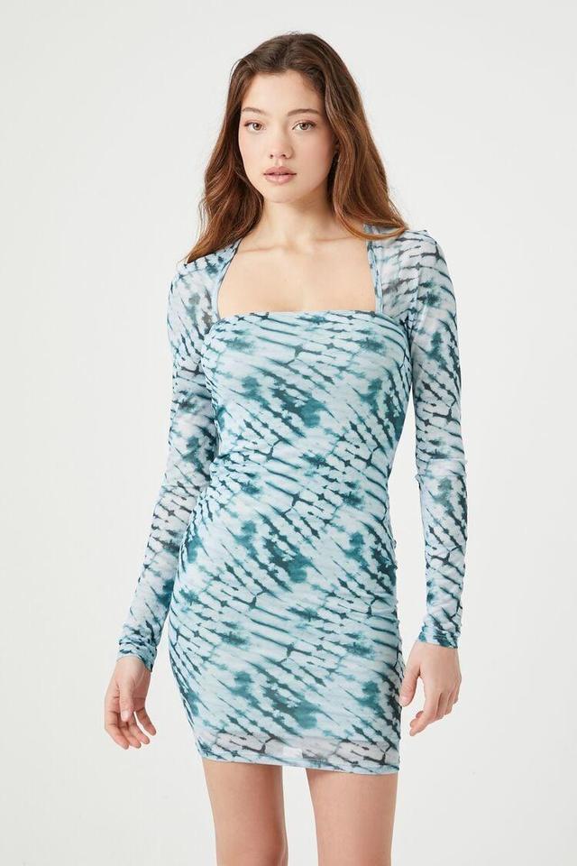 Mesh Tie-Dye Bodycon Mini Dress | Forever 21 Product Image