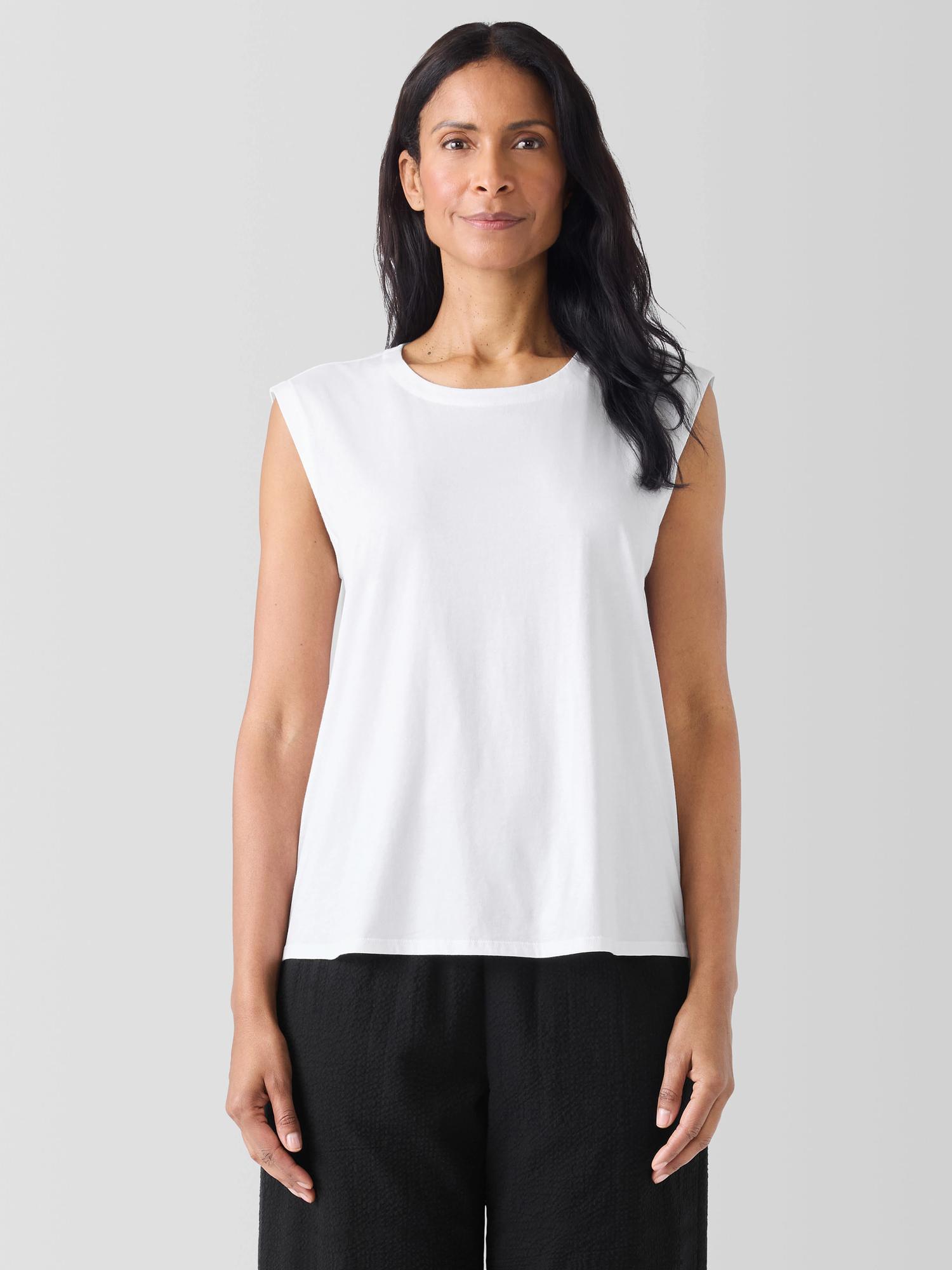 EILEEN FISHER Organic Pima Cotton Jersey Round Neck Tankfemale Product Image