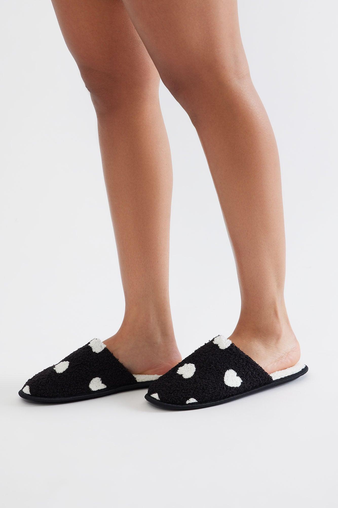 Heart To Heart Slippers - Black Product Image