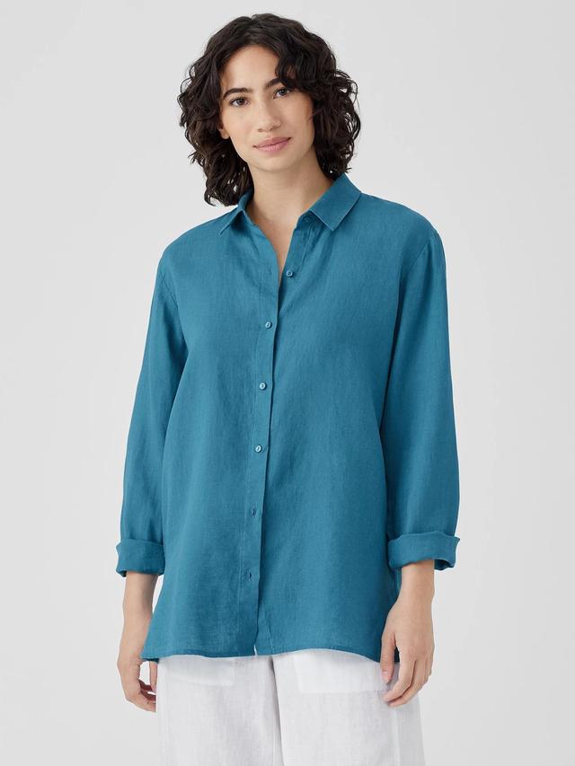 EILEEN FISHER Organic Handkerchief Linen Classic Collar Shirtfemale Product Image