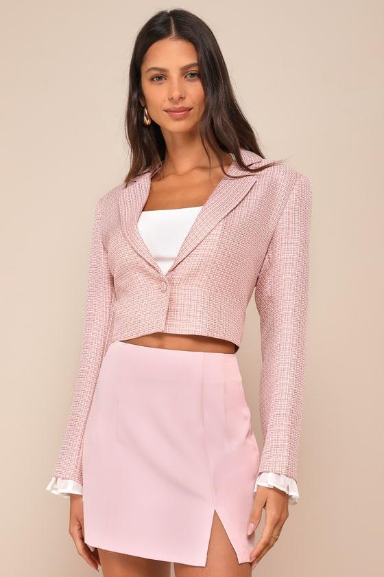 Greeting the Season Light Pink High-Waisted Mini Skirt Product Image