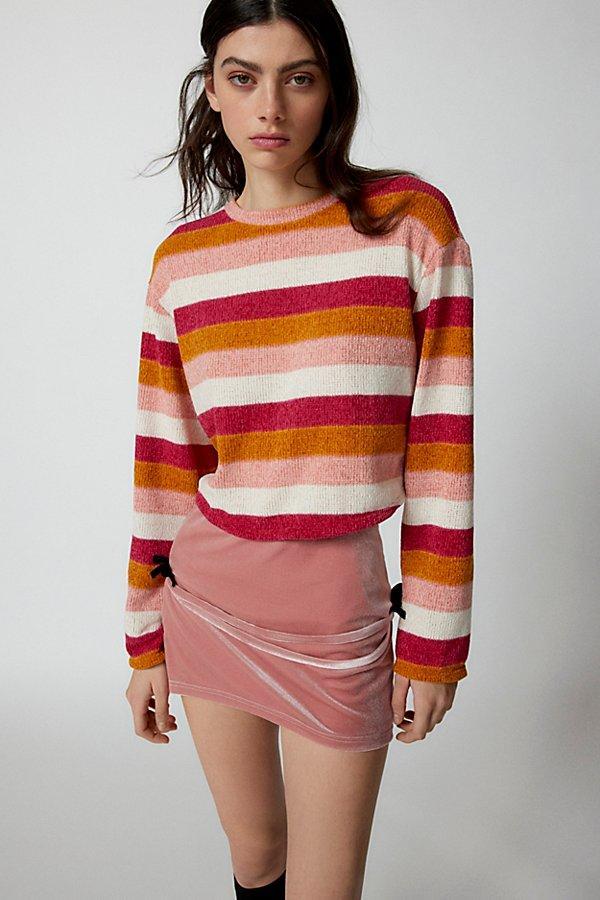 Urban Renewal Remnants Wide Stripe Chenille Cropped Sweater Womens at Urban Outfitters Product Image