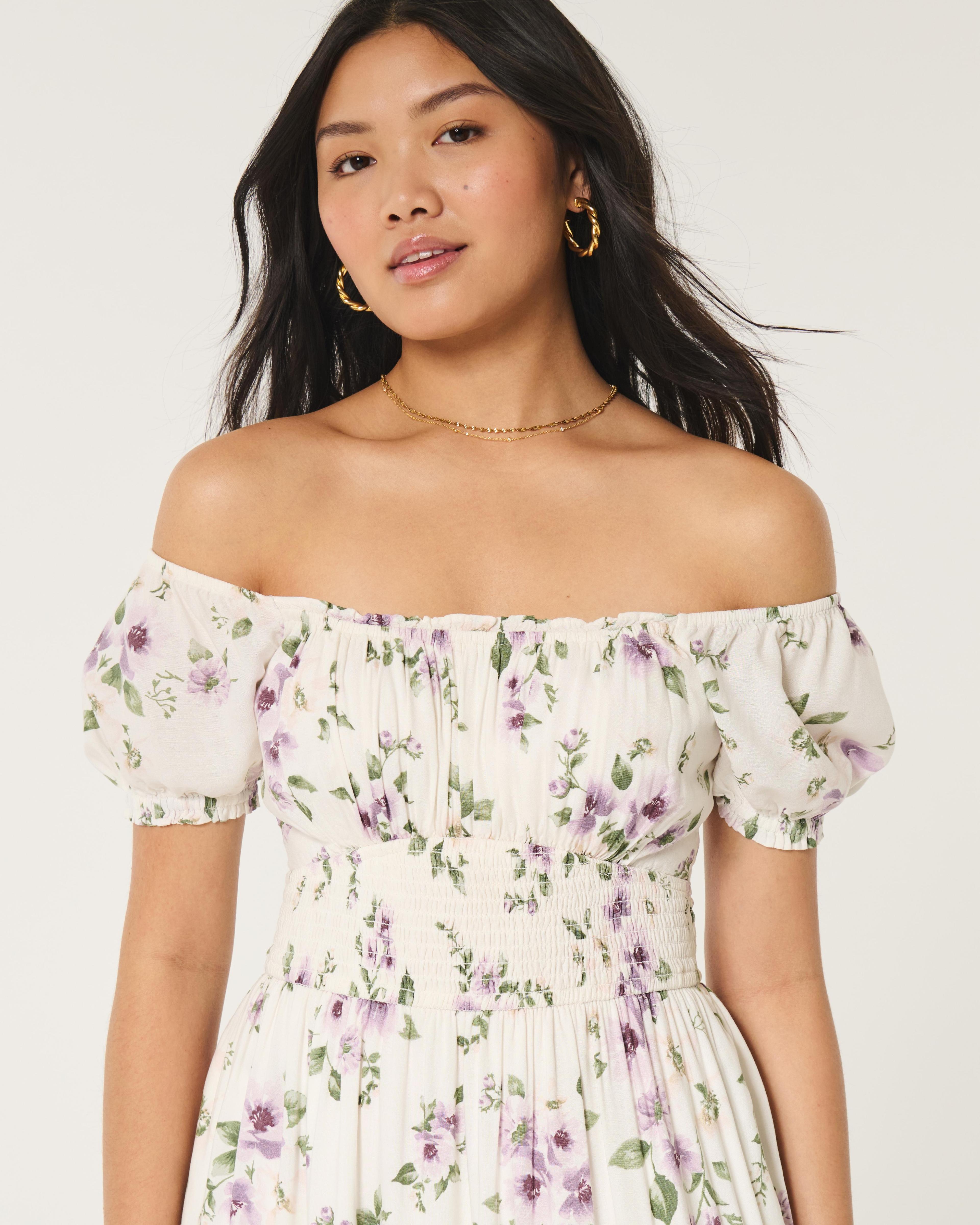 Hollister Saidie Short-Sleeve Tie-Back Midi Dress Product Image