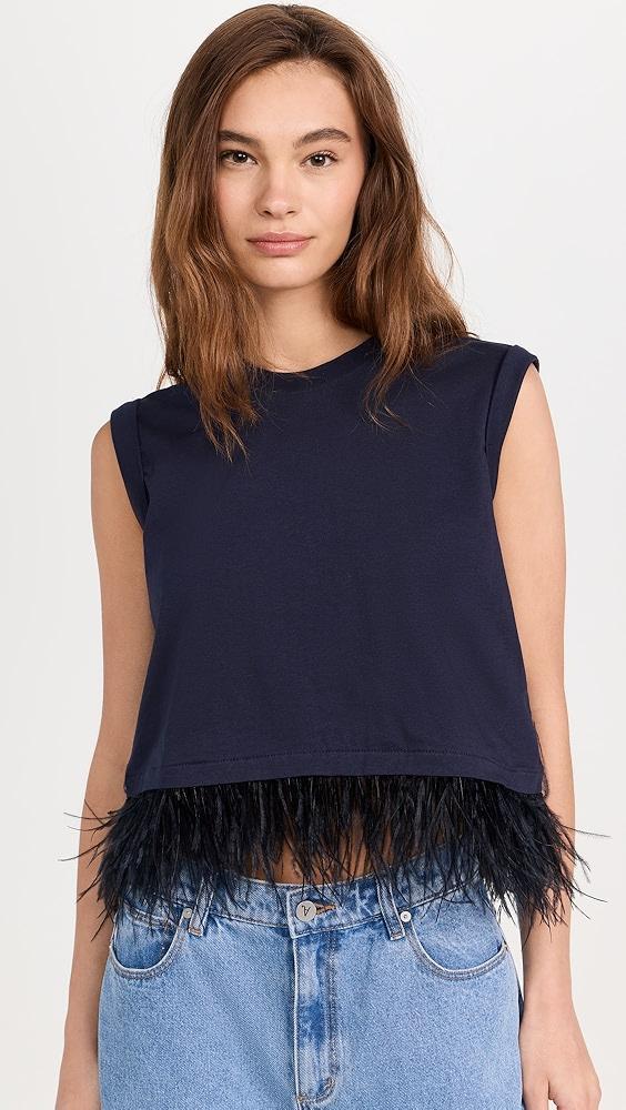 Cinq à Sept Cropped Feather Tee | Shopbop Product Image