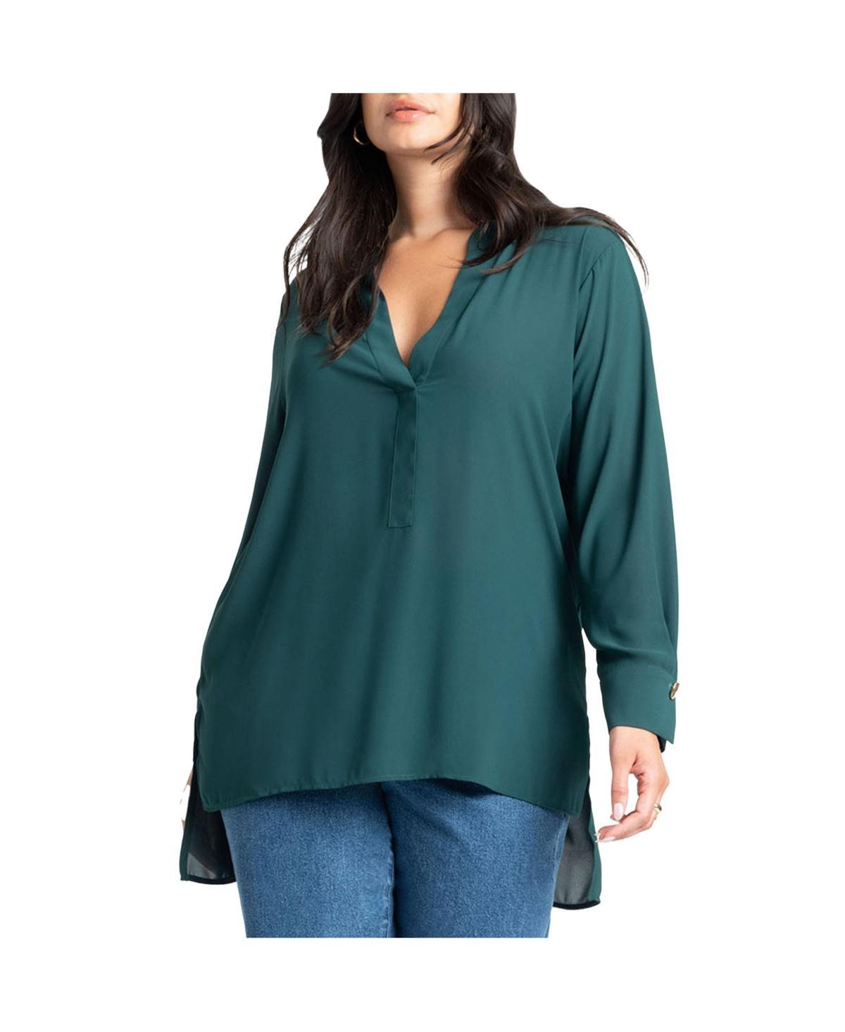 Eloquii Womens Mandarin Collar Tunic Product Image