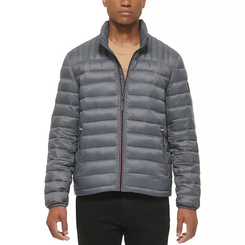 Big & Tall Tommy Hilfiger Stand Collar Packable Puffer Jacket, Mens Black Product Image