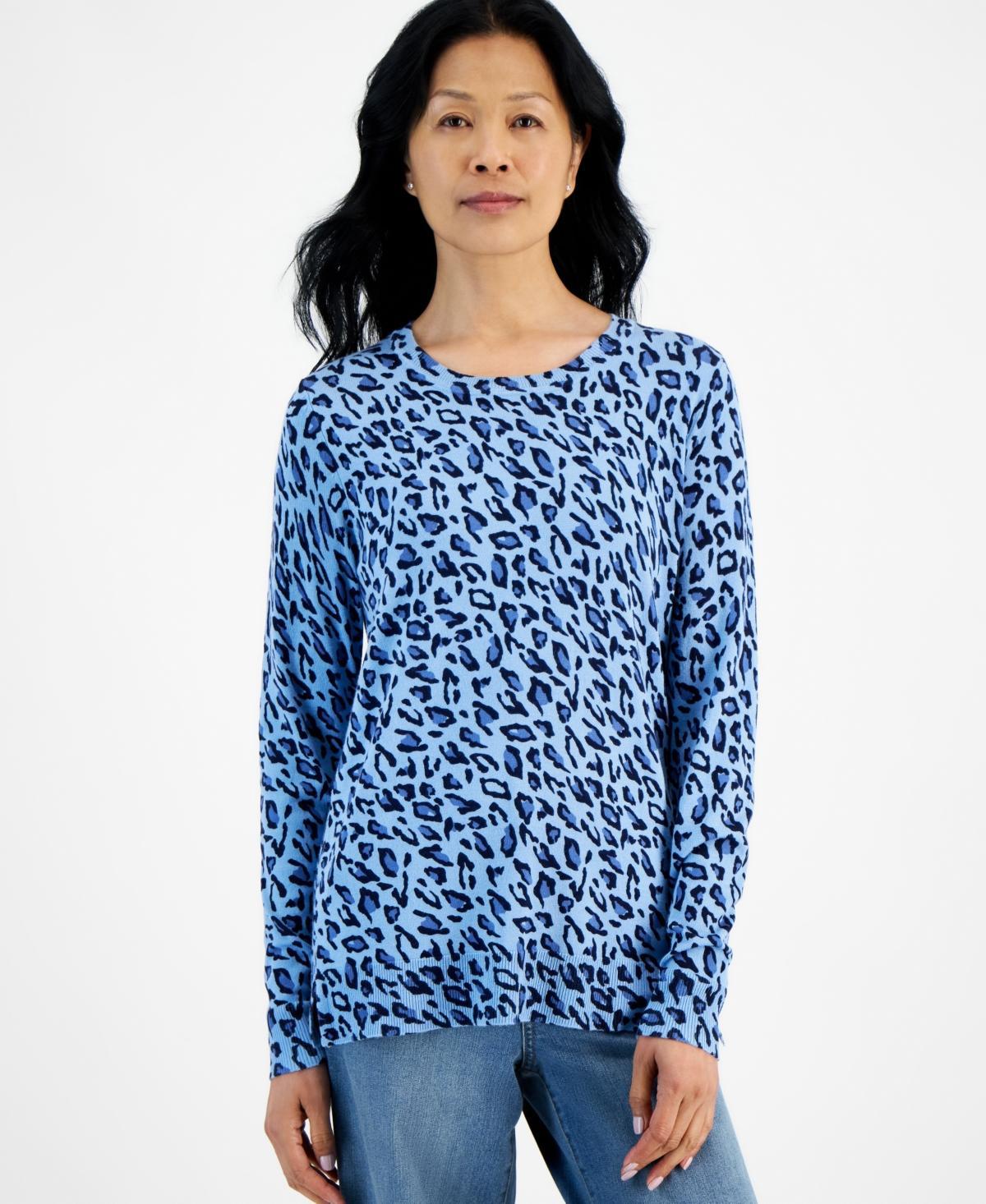 Style & Co Womens Printed Crewneck Sweater, Created for Macys Product Image