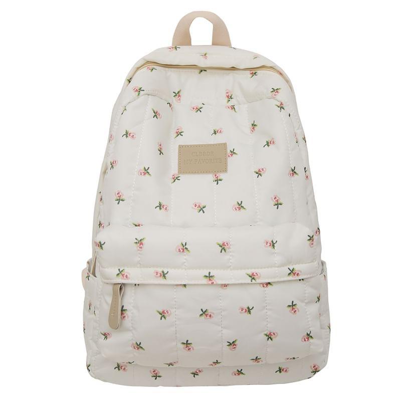 Floral Print Applique Nylon Backpack Product Image