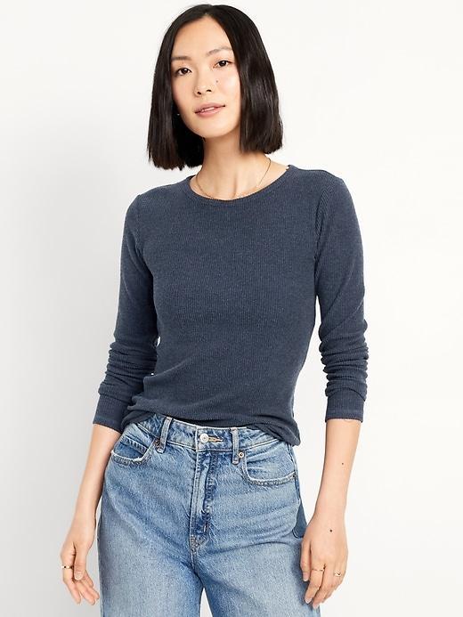 Plush-Knit Long-Sleeve T-Shirt Product Image