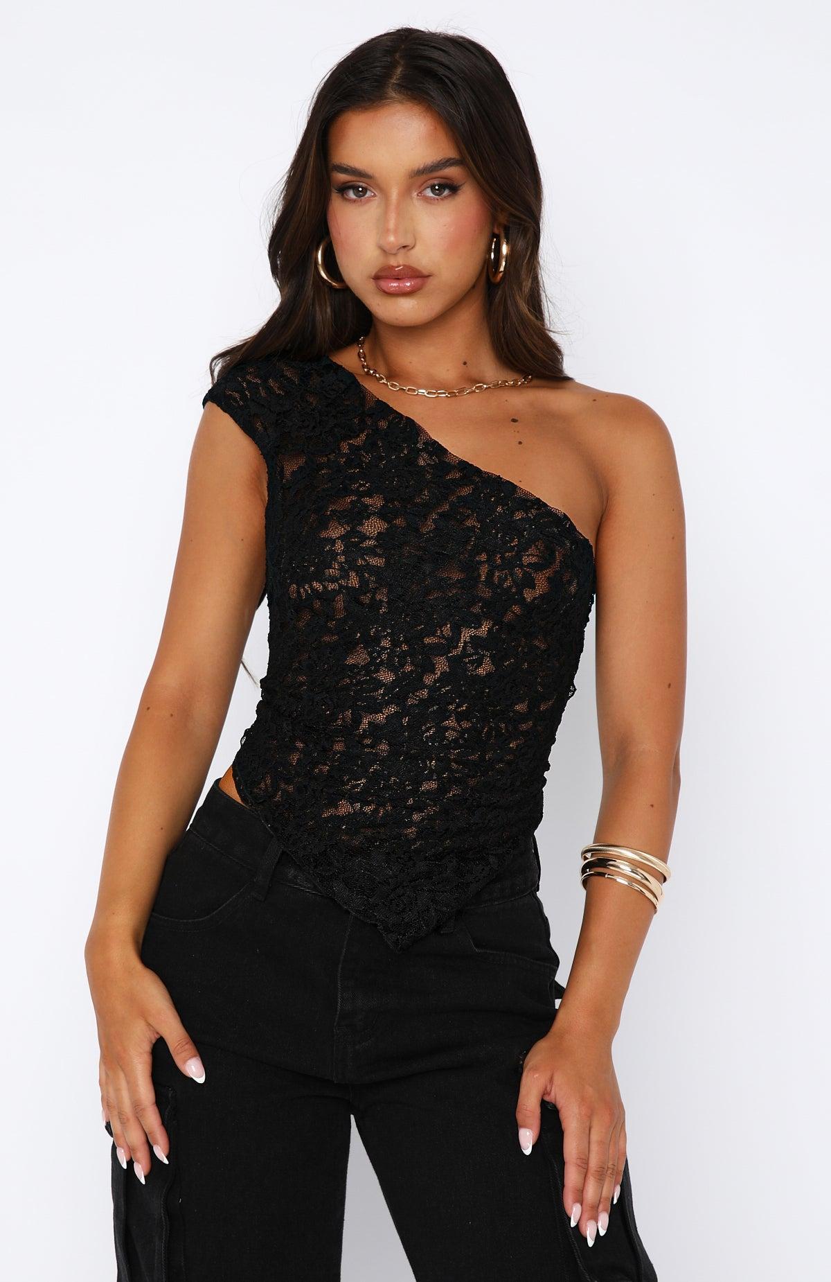 It's A Love Story Lace Top Black Product Image