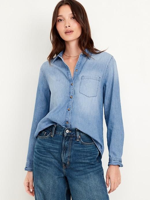 Classic Button-Down Jean Shirt Product Image