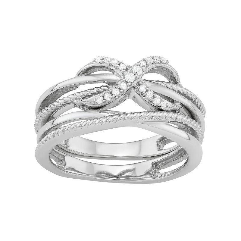 Jewelexcess Sterling Silver 1/10 Carat T.W. Diamond Infinity Ring Set, Womens Gold Tone Product Image