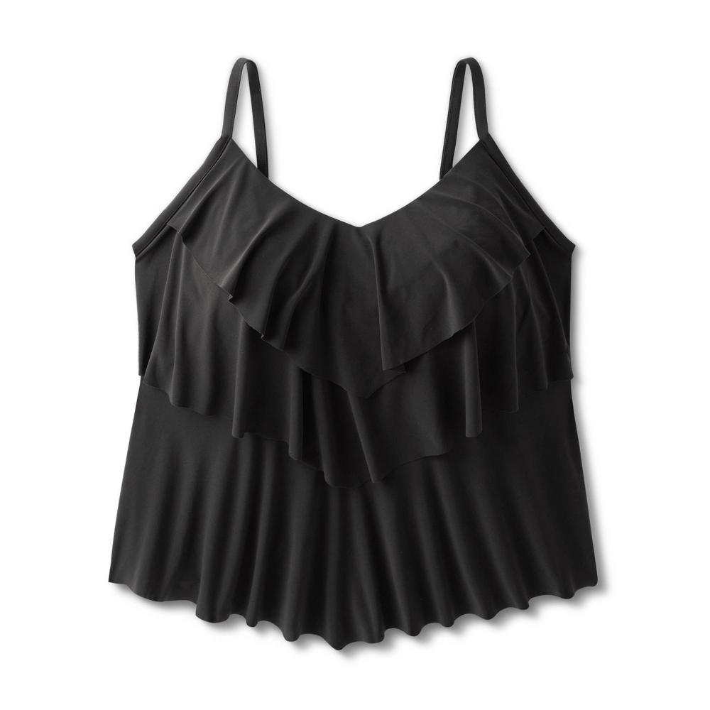 Womens UPF 50 Tiered Tankini Top - Aqua Black X Product Image