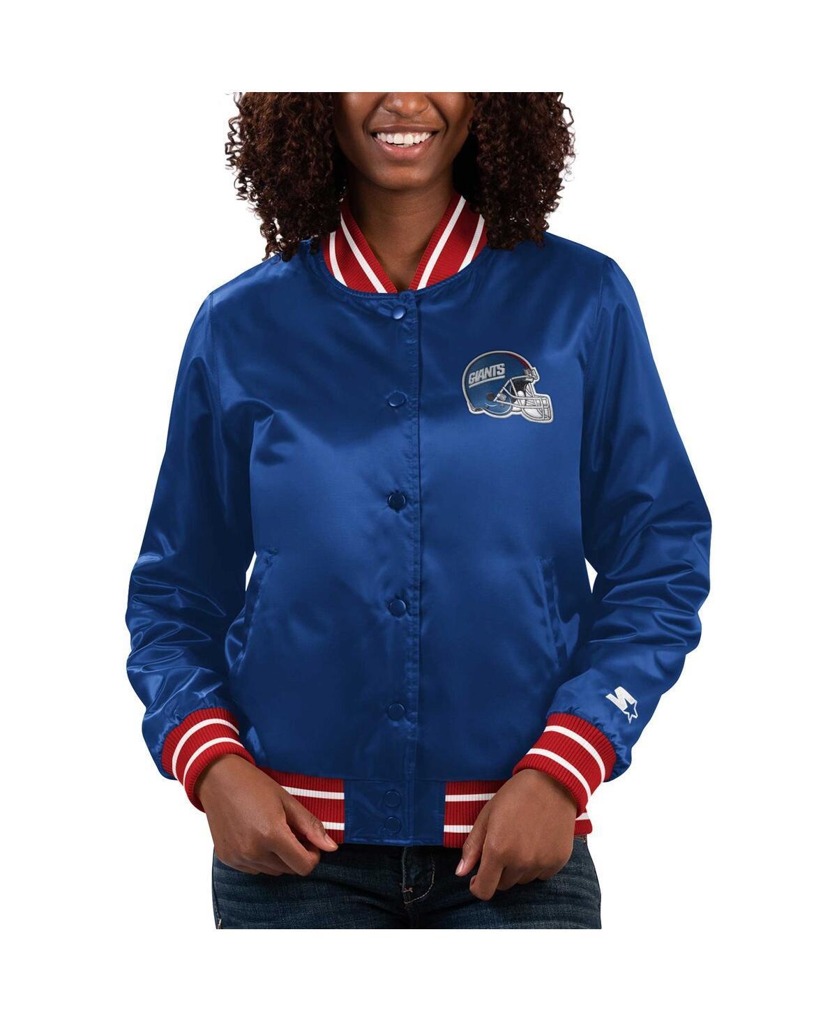 Womens Starter Royal New York Giants Full Count Satin Full-Snap Varsity Jacket Product Image