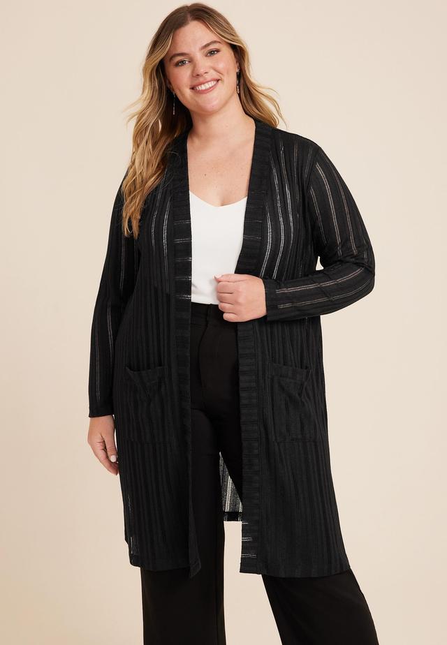 Maurices Plus Size Womens Shadow Striped Cardigan Size 1X Product Image