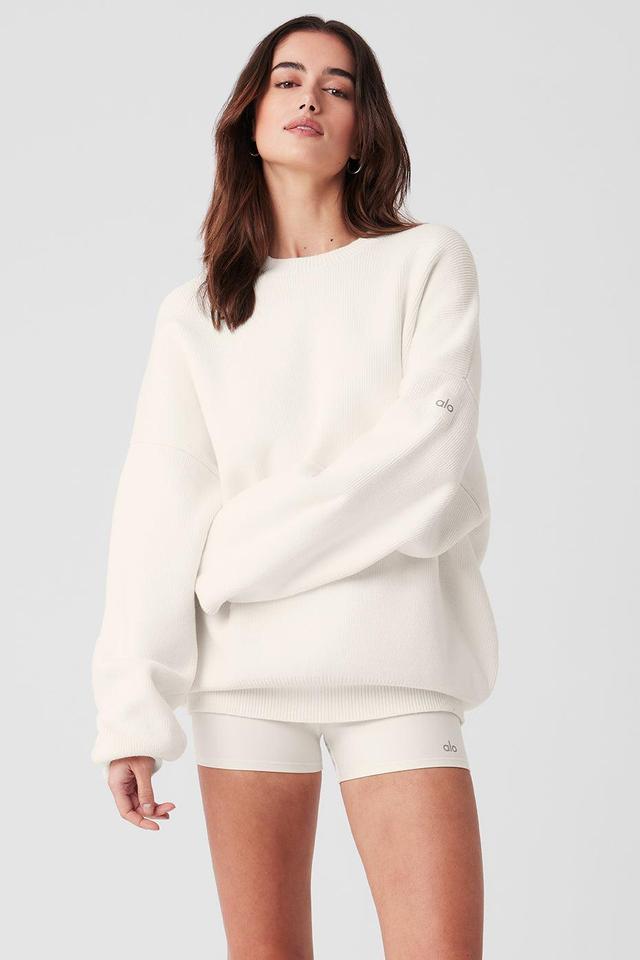 Scholar Crew Neck Sweater - Ivory Female Product Image