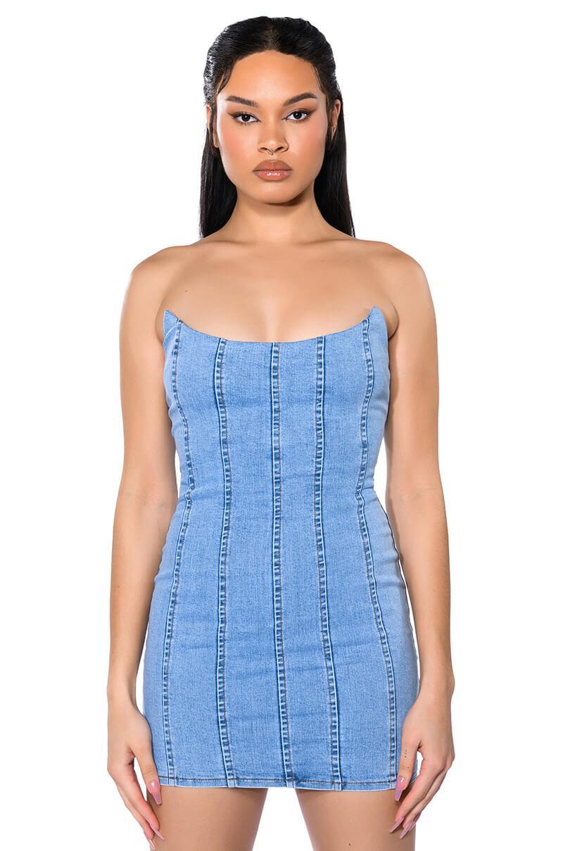 GIVING POPSTAR DENIM MINI DRESS Product Image