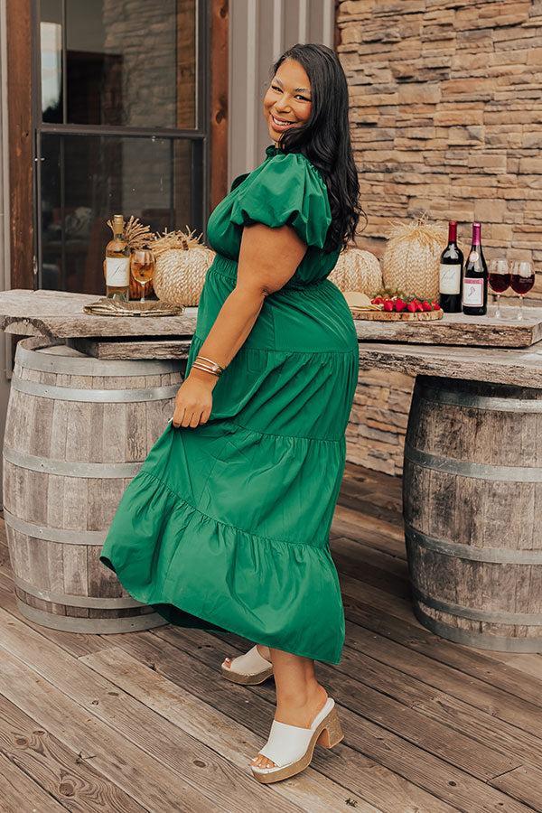 Simply Sweet Maxi Dress in Hunter Green Curves Product Image