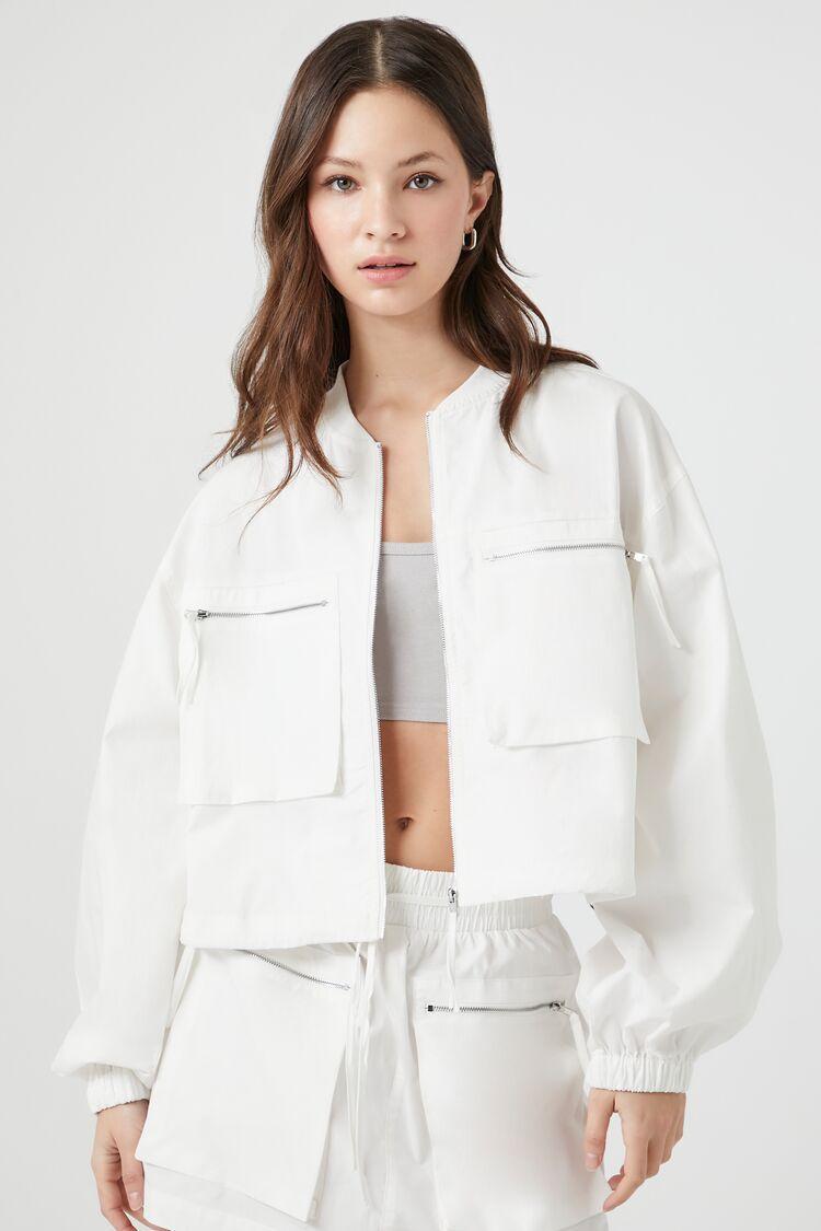 Poplin Balloon-Sleeve Bomber Jacket | Forever 21 Product Image