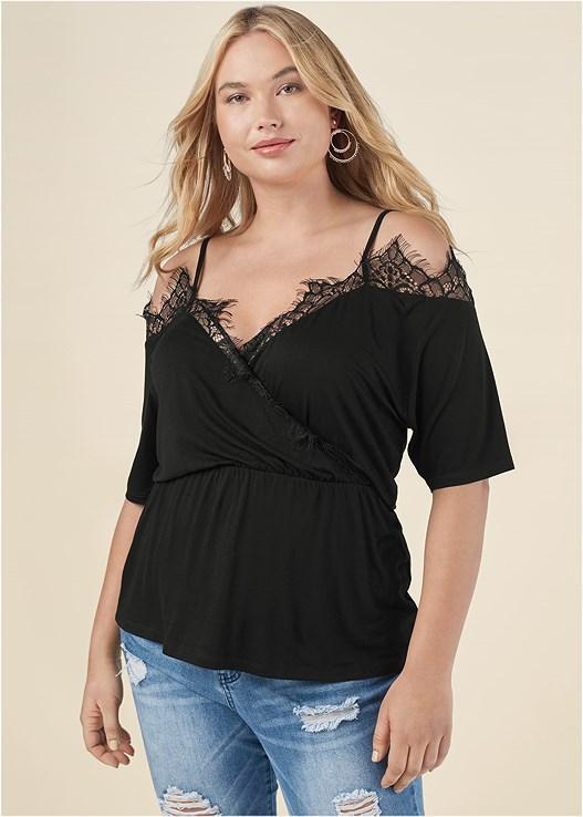 Cold-Shoulder Lace Top Product Image