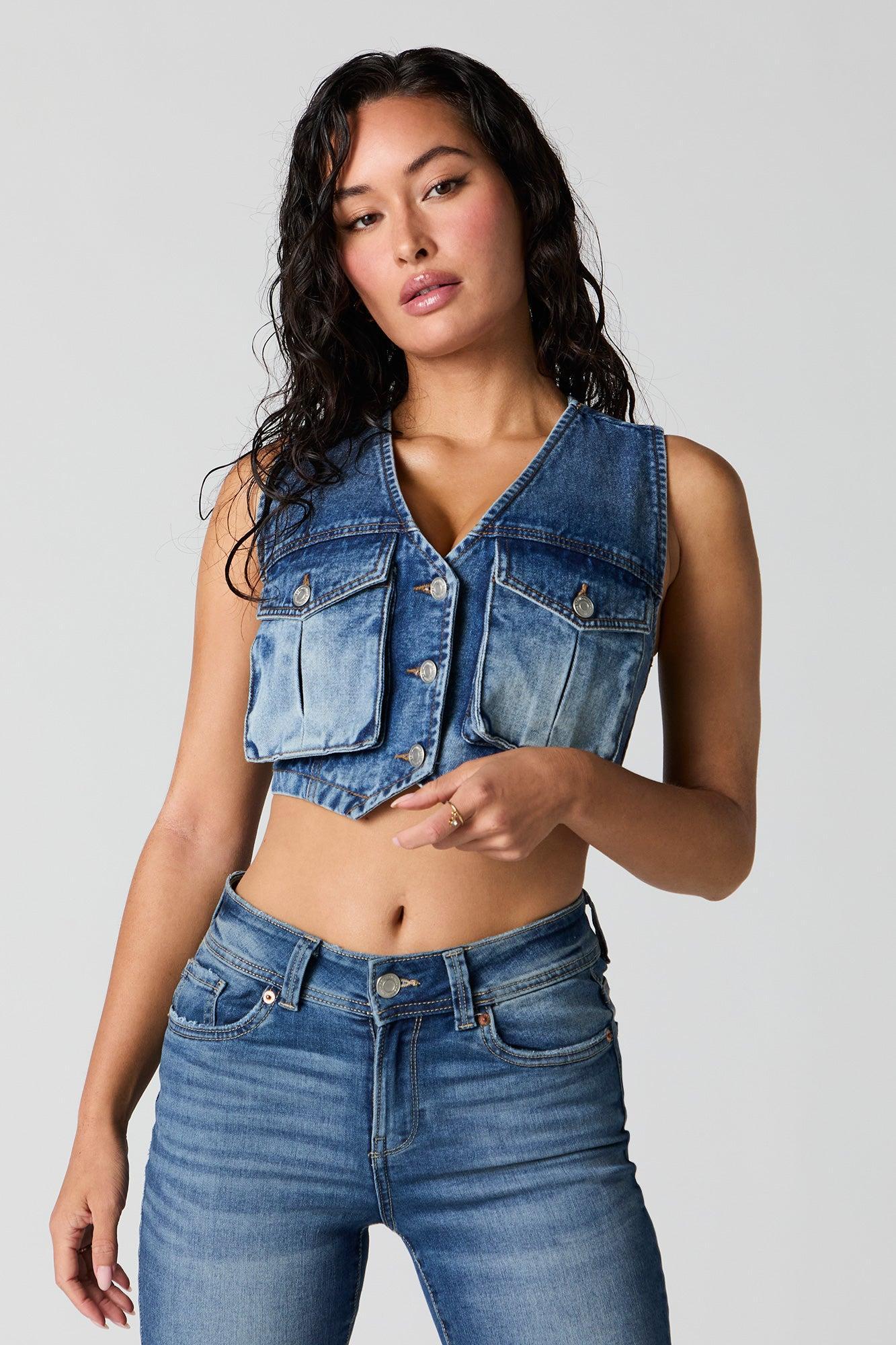 Denim Cargo Vest Female Product Image