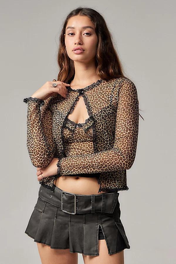 Urban Outfitters UO Leopard Print Mesh Cardigan Womens at Urban Outfitters Product Image