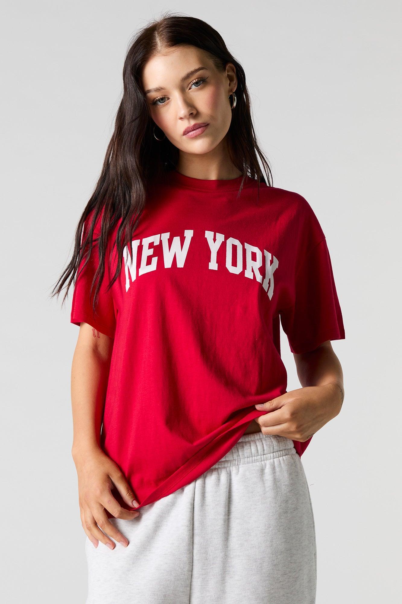 New York Graphic Red Boyfriend T-Shirt Female Product Image