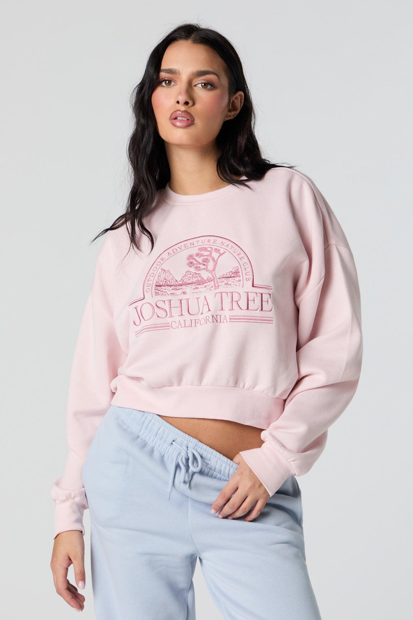 Joshua Tree Embroidered Cropped Fleece Sweatshirt Female Product Image