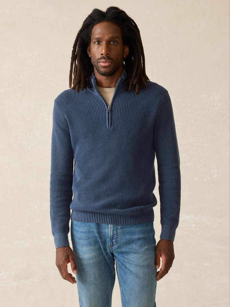 Sunwashed Quarter Zip Sweater - Blue Nights Product Image