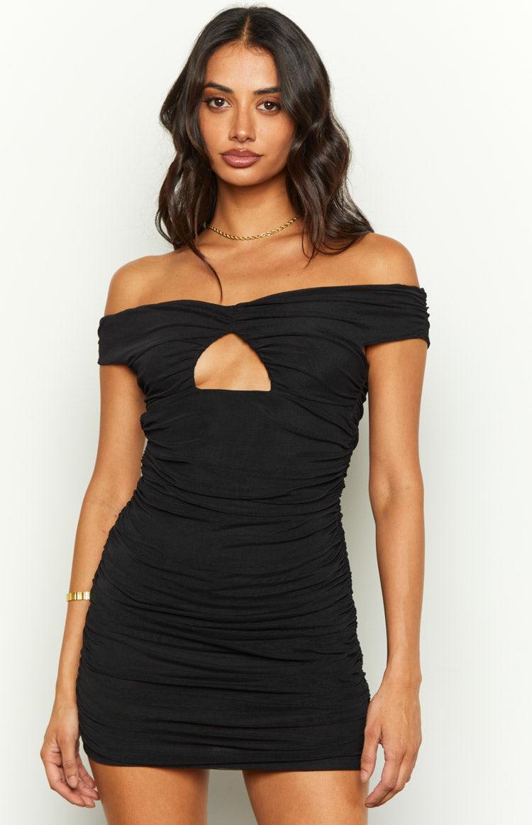 Your Love Black Mesh Off Shoulder Mini Dress Product Image