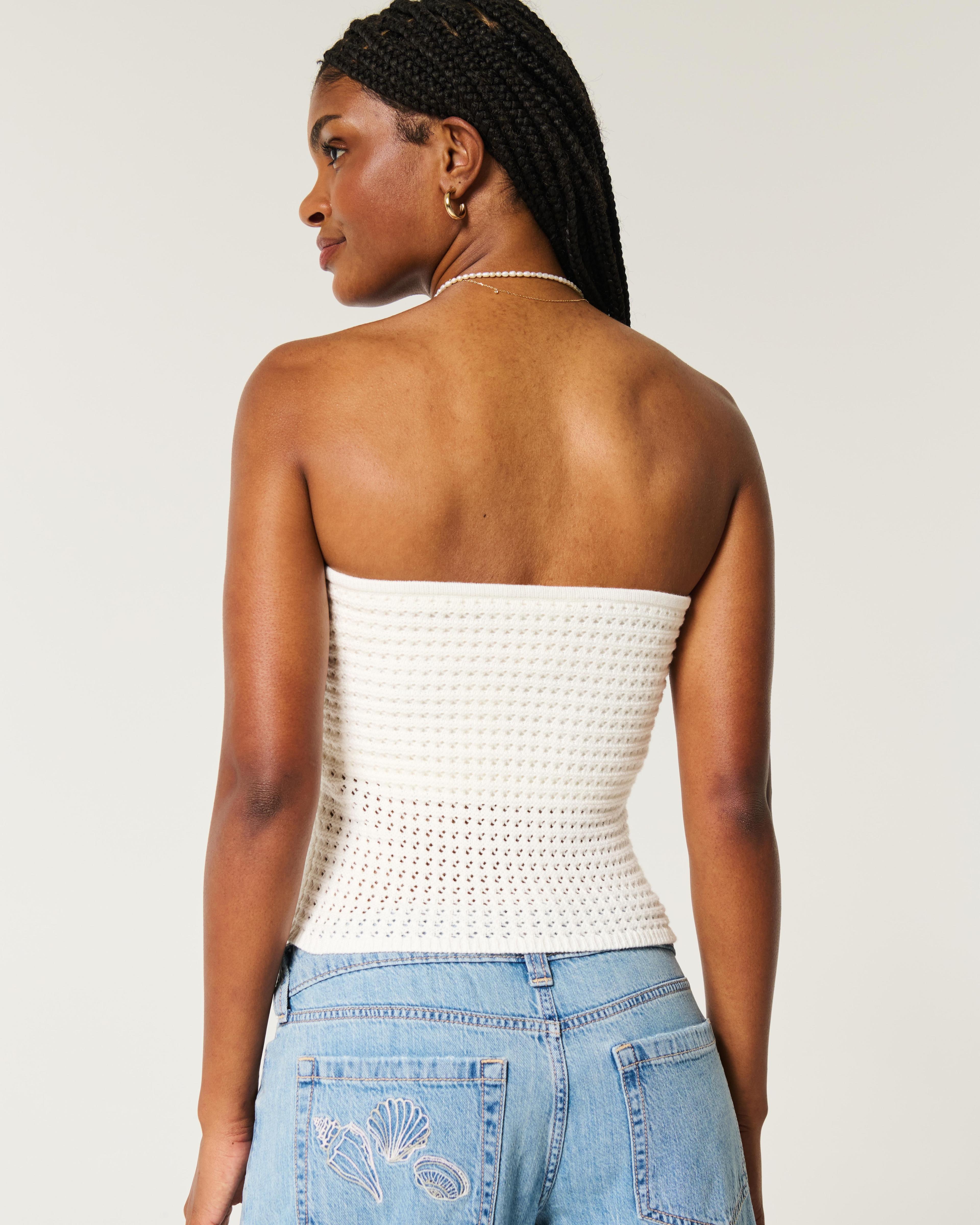 Crochet-Style Graphic Tube Top Product Image