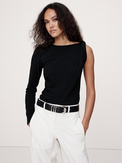 Cotton-Tencel™ Twisted One-Sleeve Top Product Image