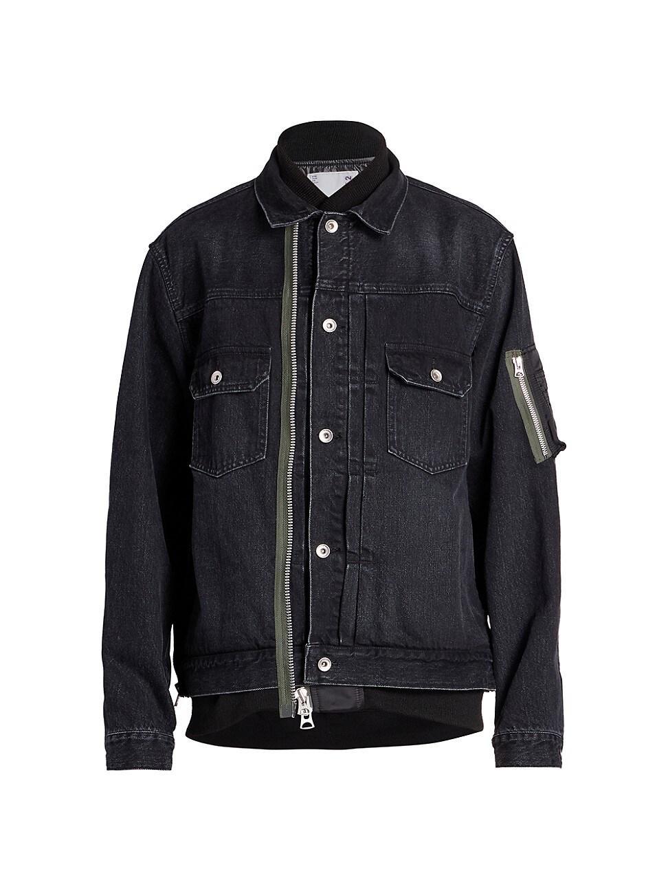 Mens Denim & Nylon Layered Jacket Product Image