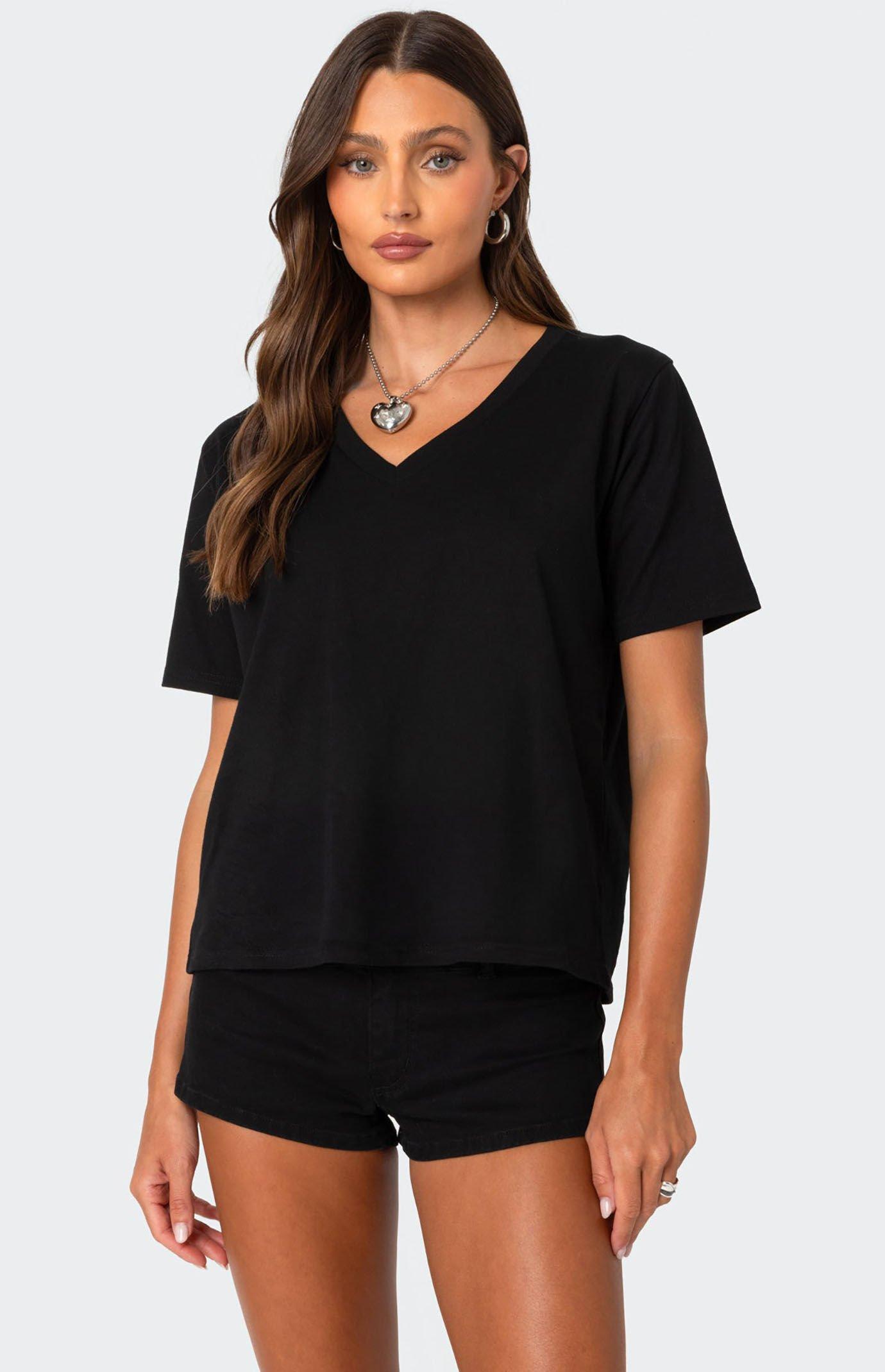 Edikted Women's Loose Fit v Neck T-Shirt Product Image