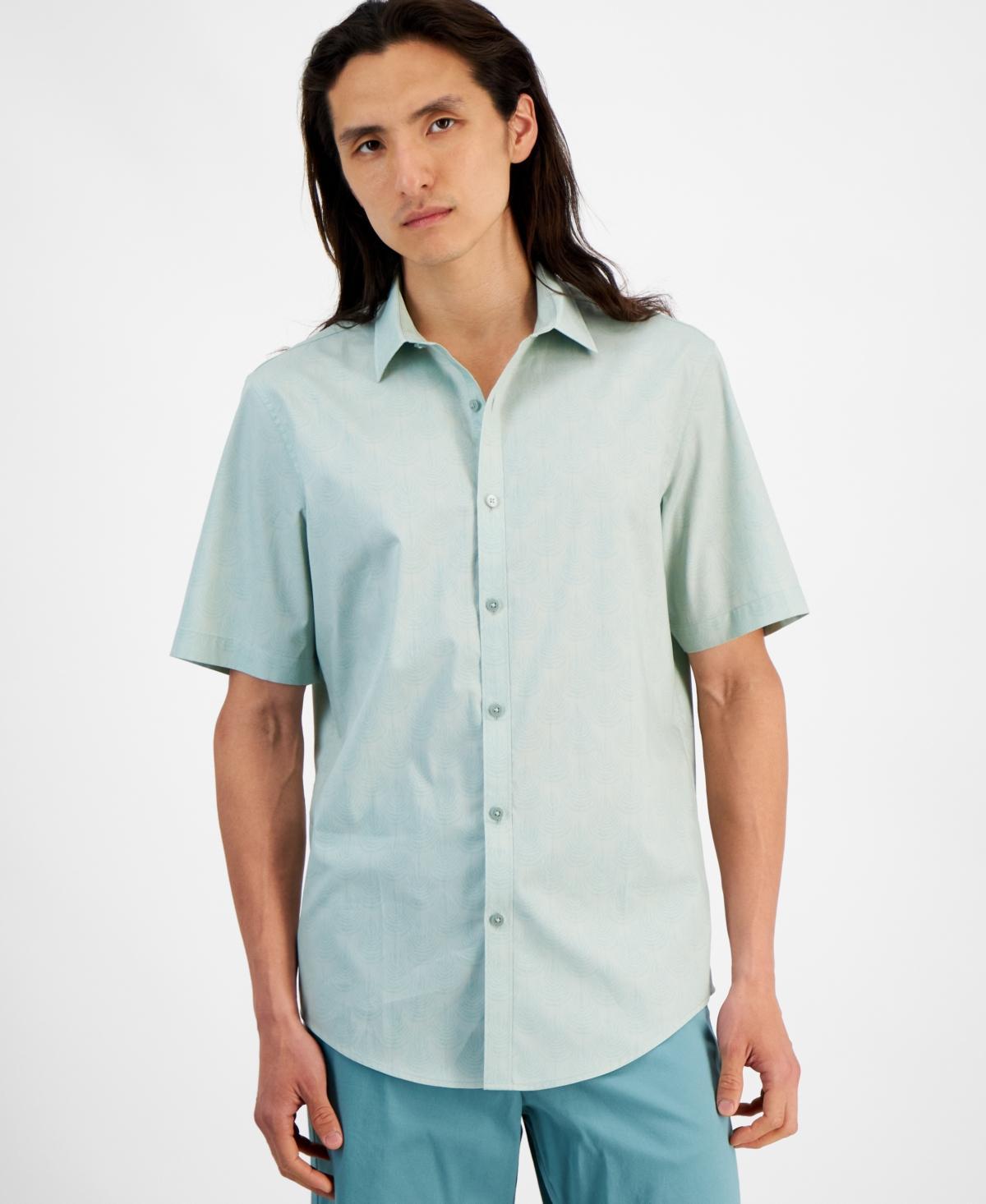 Men's Fern Regular-Fit Stretch Geometric Button-Down Poplin Shirt, Created for Macy's  Product Image