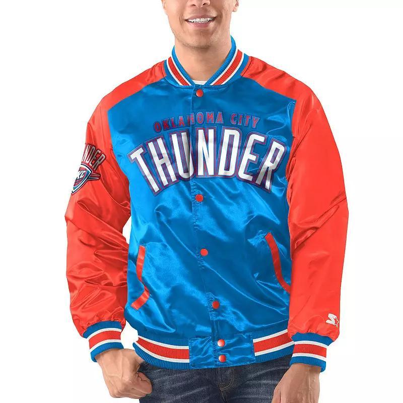 Mens Starter /Orange Oklahoma City Thunder Renegade Satin Full-Snap Varsity Jacket Product Image